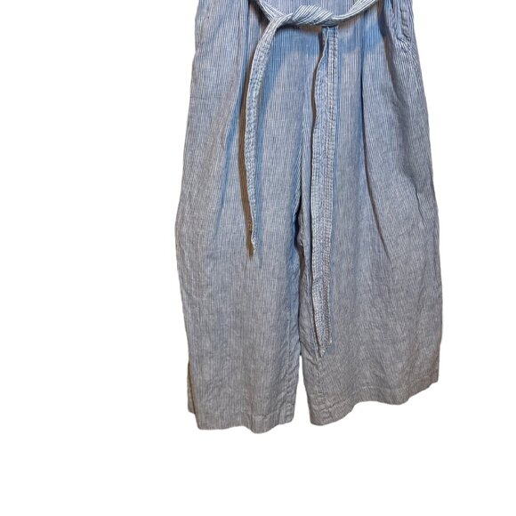 J Crew Women's Jumpsuit Size 0 Spaghetti strap striped beauchamps linen blue - Picture 6 of 16